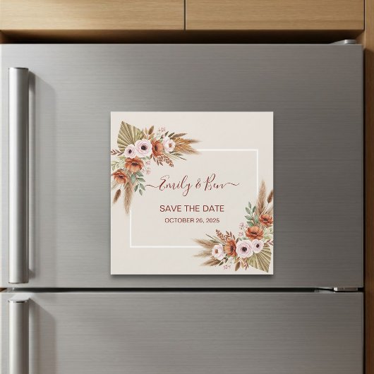 Carte Magnétique Magnetic Save the Date Card – Rustic Boho Style