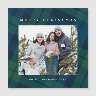 Carte magnétique magnétique rétro Noël Plaid