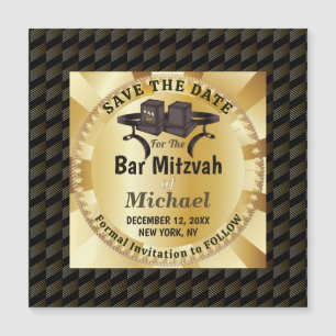 Carte Magnétique Magnifique aimant doré de Tefillin pour Bar Mitzva
