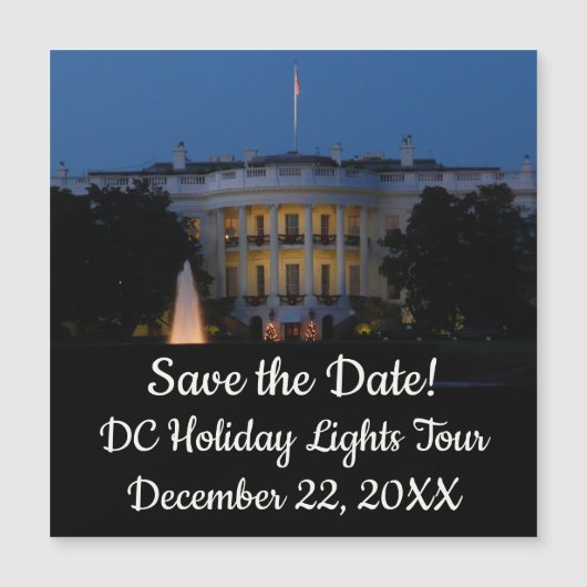 Carte Magnétique Maison Blanche de Noël à la nuit à Washington DC (Devant)