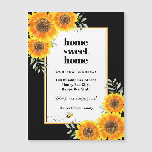 Carte Magnétique Maison de tournesols maison douce noir (Devant)