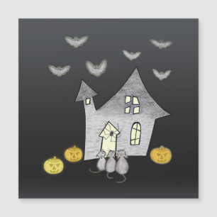 Carte Magnétique Maison d'Halloween, chats noirs, chauves-souris, c