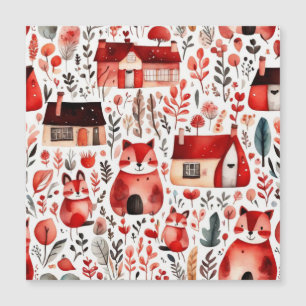 Carte Magnétique Maisons rouges et maisons mignonnes Feuille de pap