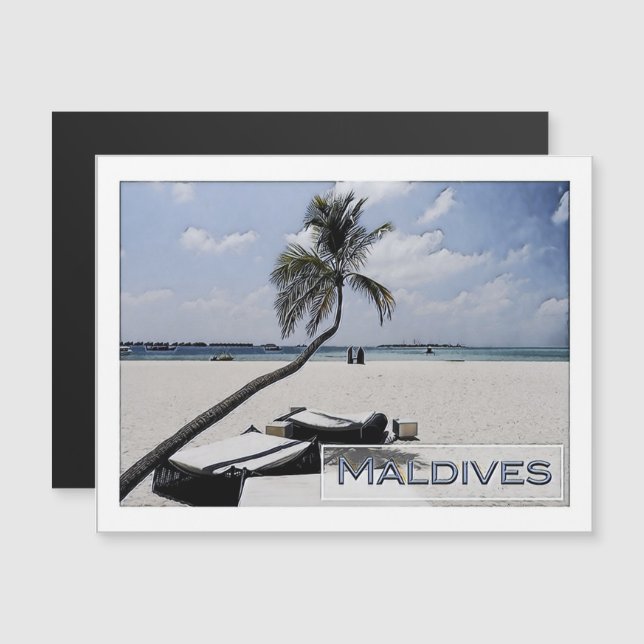 Carte Magnétique Maldives - Plage principale - (Devant / Derrière)
