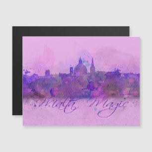 Carte Magnétique Malte Valletta Violet Côte Aquarelle