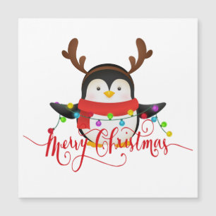 Carte Magnétique Manchot de Noël