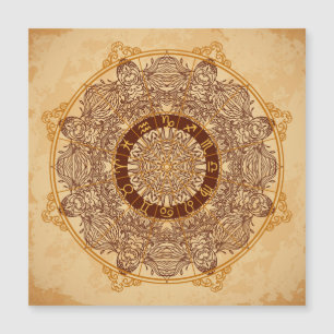 Carte Magnétique Mandalas, zodiac, orné, cercle vintage.