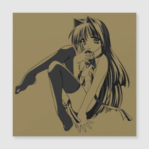 Carte Magnétique Manga, Neko Catgirl Furry Kawaii Loli