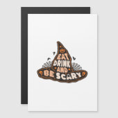 Carte Magnétique Manger Boire Et Être Chapeau De Sorcière Effrayant (Devant / Derrière)