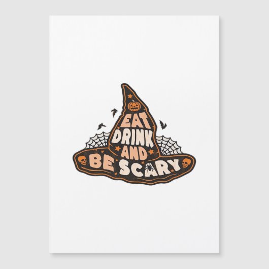 Carte Magnétique Manger Boire Et Être Chapeau De Sorcière Effrayant (Devant)