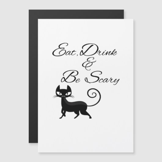 Carte Magnétique Manger Boire Et Être Chat Effrayant Drôle Mignon É (Devant / Derrière)