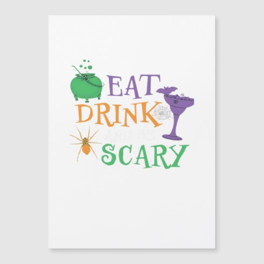 Carte Magnétique Manger Boire Et Être Effrayant Halloween (Devant)