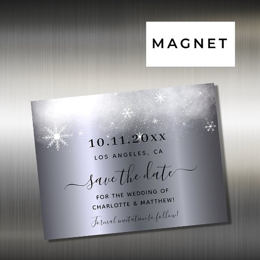Carte Magnétique mariage argent neige enregistrer l'aimant date