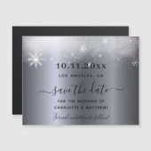 Carte Magnétique mariage argent neige enregistrer l'aimant date (Devant / Derrière)