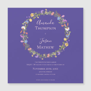 Carte Magnétique Mariage de fleur sauvage de fleurs violettes rose