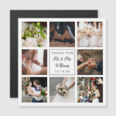 Carte Magnétique Mariage de Merci Collage de photos de script simpl (Devant / Derrière)