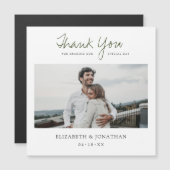 Carte Magnétique Mariage de photo en vert Script (Devant / Derrière)