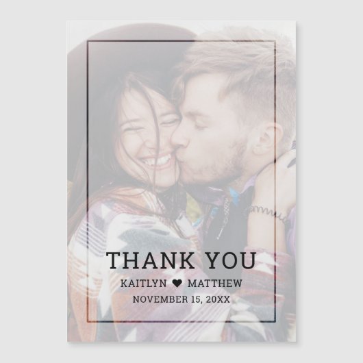 Carte Magnétique Mariage de script noir de photo défraîchi moderne (Devant)