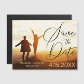 Carte Magnétique Mariage de script noir moderne photo Enregistrer l (Devant / Derrière)