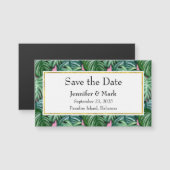 Carte Magnétique Mariage des Feuilles verts tropicaux Sauvez la dat (Devant / Derrière)