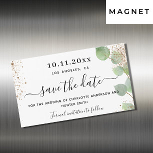 Carte Magnétique Mariage eucalyptus verdure enregistrer la date aim