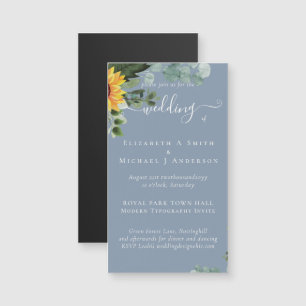 Carte Magnétique Mariage Feuille des tournesols rustiques Eucalyptu