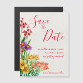 Carte Magnétique Mariage Fleur sauvage orange jaune Enregistrer la  (Devant / Derrière)