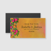 Carte Magnétique Mariage Fleur sauvage rose et orange Enregistrer l (Devant / Derrière)