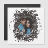 Carte Magnétique Mariage floral rustique, sépia. (Devant / Derrière)