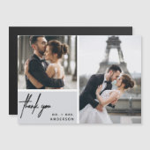Carte Magnétique Mariage gris Merci de photo (Devant / Derrière)