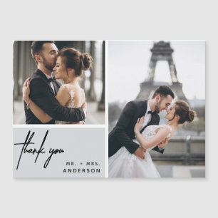 Carte Magnétique Mariage gris Merci de photo