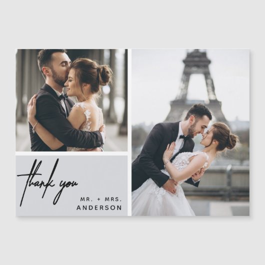 Carte Magnétique Mariage gris Merci de photo (Devant)