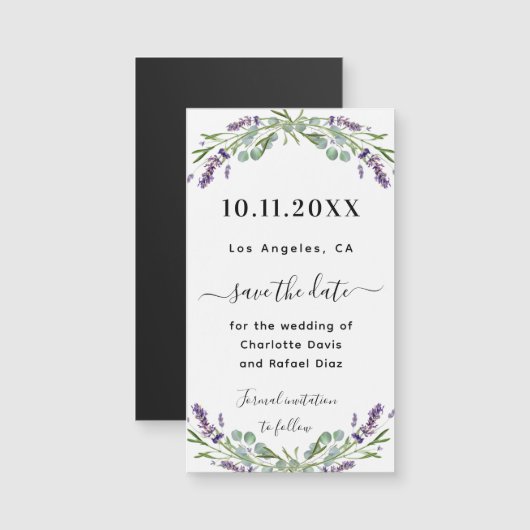 Carte Magnétique Mariage Lavender eucalyptus Enregistrer l'aimant D (Devant / Derrière)