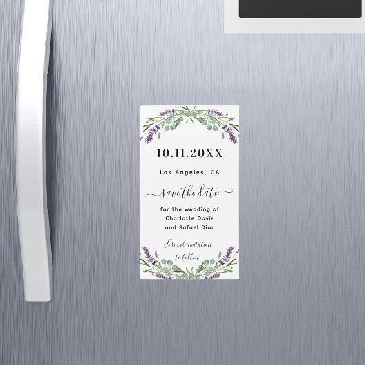 Carte Magnétique Mariage Lavender eucalyptus Enregistrer l'aimant D