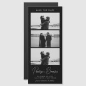 Carte Magnétique Mariage magnétique Black Modern Script Photo Strip (Devant / Derrière)