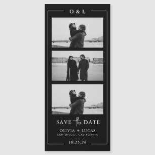 Carte Magnétique Mariage Magnétique Bordure Monogramme Bande Photo