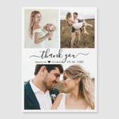 Carte Magnétique Mariage Merci Script Couple 3 Photo Collage (Devant)
