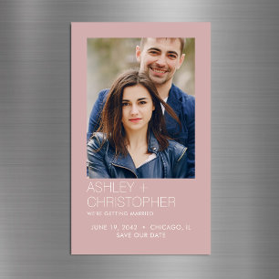 Carte Magnétique Mariage minimal moderne Enregistrer l'aimant photo
