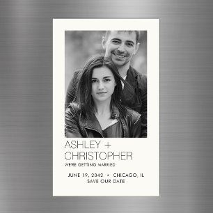 Carte Magnétique Mariage minimal moderne Enregistrer l'aimant photo