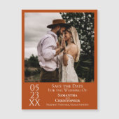 Carte Magnétique Mariage moderne Enregistrer la date Photo Orange M (Devant)