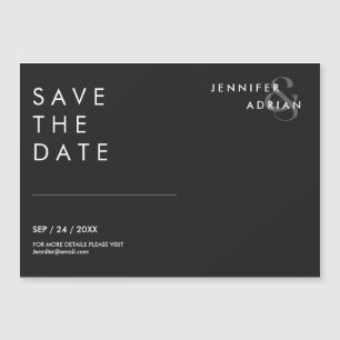 Carte Magnétique Mariage moderne noir minimal Eerie Enregistrer la
