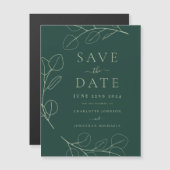 Carte Magnétique Mariage Moderne Simple avec Feuillage Vert (Devant / Derrière)