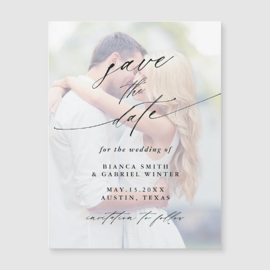 Carte Magnétique Mariage photo défraîchi moderne Enregistrer la dat (Devant)