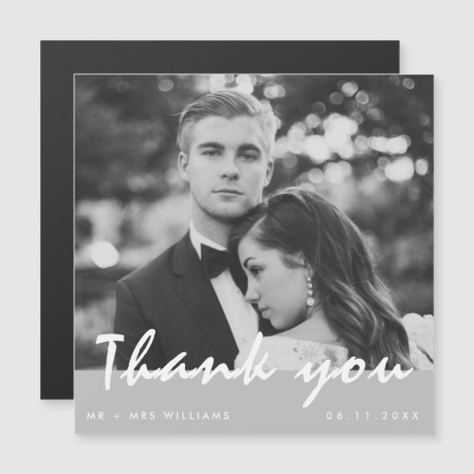 Carte Magnétique Mariage Photo Merci magnétique (Devant / Derrière)