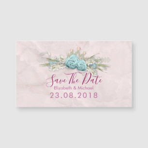 Carte Magnétique Mariage Rose Bleu Enregistrer La Date