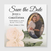 Carte Magnétique Mariage Rose Pale Peach Enregistrer La Date Photo  (Devant)