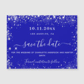 Carte Magnétique Mariage Royal bleu argent enregistrer l'aimant dat (Devant)