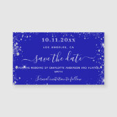 Carte Magnétique Mariage Royal bleu argent enregistrer l'aimant dat (Devant)