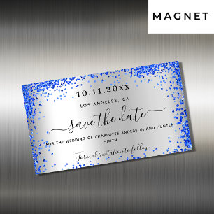 Carte Magnétique Mariage royal bleu argent enregistrer l'aimant de 
