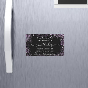 Carte Magnétique Mariage violet violet noir enregistrer la date aim